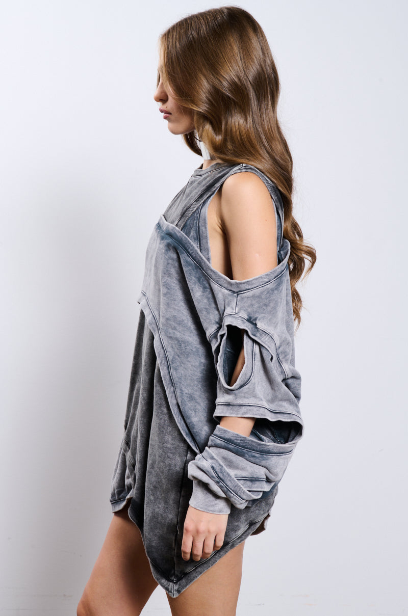OFF DUTY MINERAL WASH SWEATSHIRT DRESS