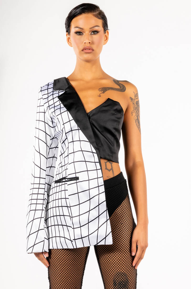 OFF THE GRID GRID GRID ONE SHOULDER BLAZER