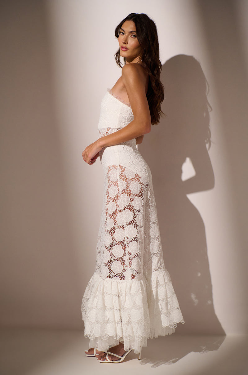 ON AN ISLAND LACE MIDI DRESS