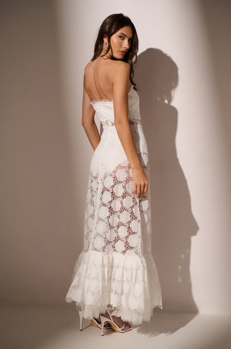 ON AN ISLAND LACE MIDI DRESS