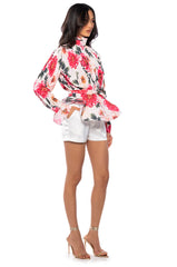 ON MY BEST BEHAVIOR FLORAL BLOUSE