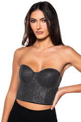 ON MY LEVEL RHINESTONE CORSET TOP