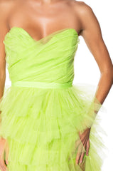 ON MY LEVEL TULLE HIGH LOW DRESS
