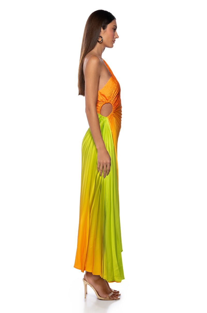 ON MY OWN WAVE OMBRE ONE SHOULDER MAXI DRESS