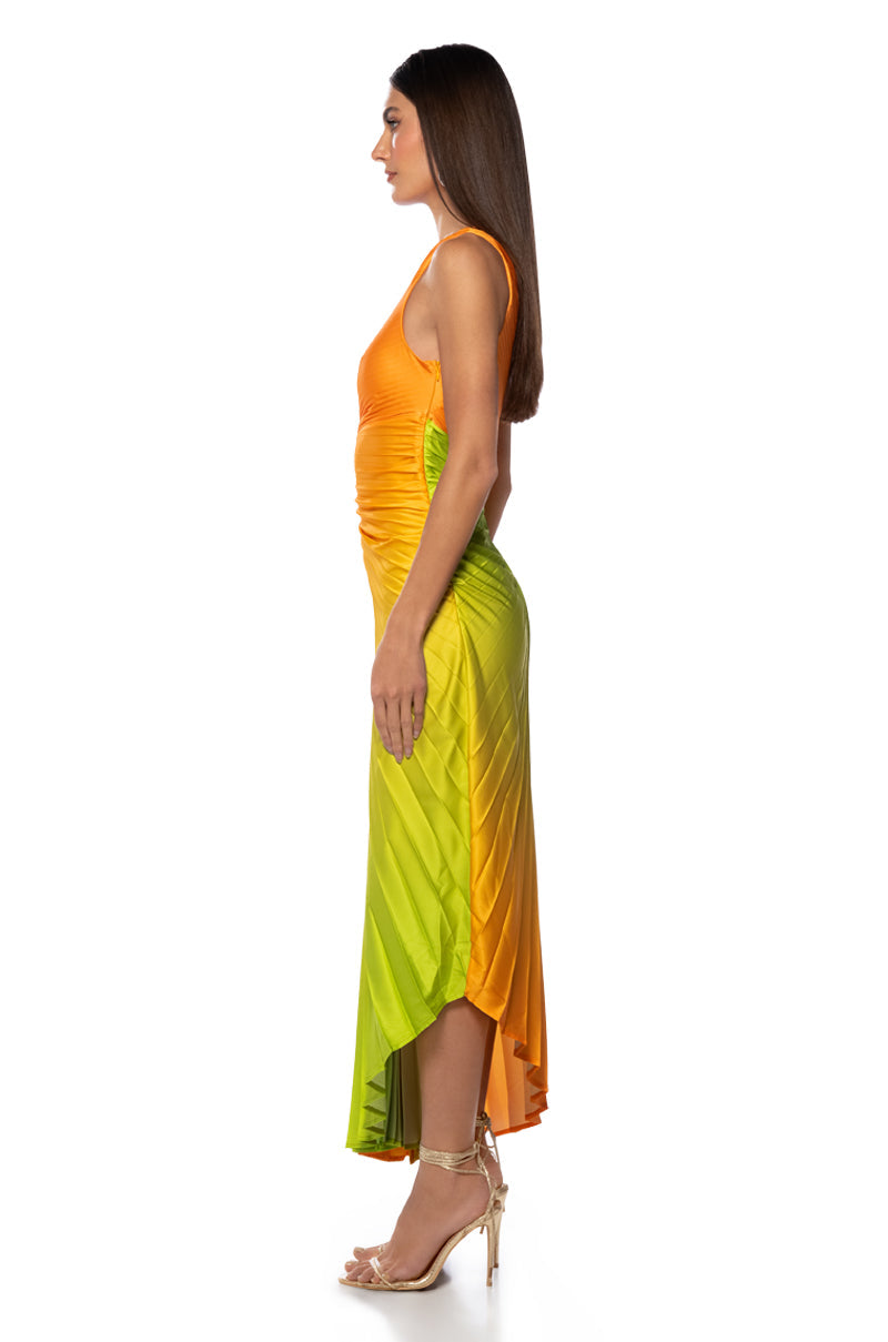 ON MY OWN WAVE OMBRE ONE SHOULDER MAXI DRESS