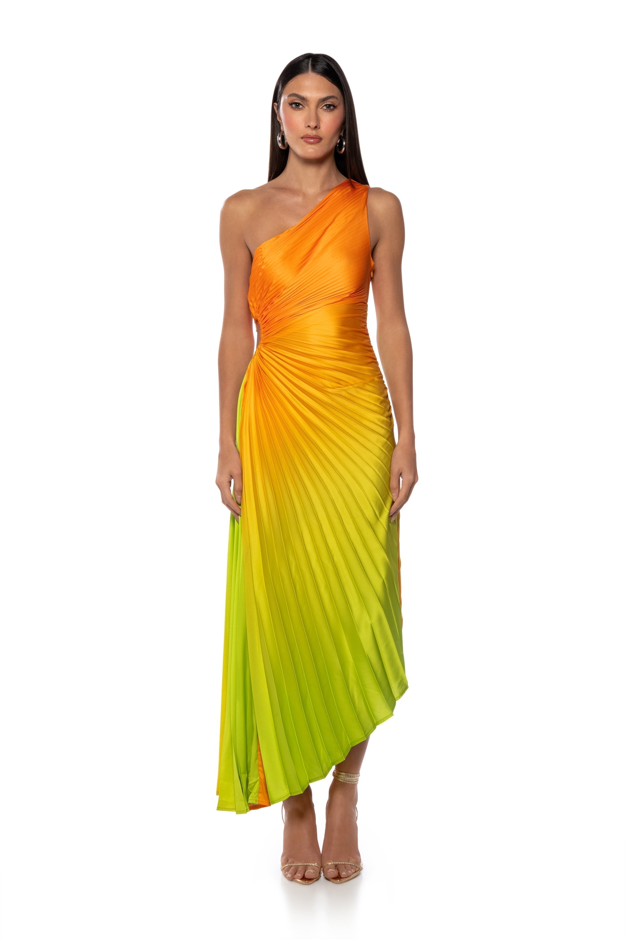 ON MY OWN WAVE OMBRE ONE SHOULDER MAXI DRESS