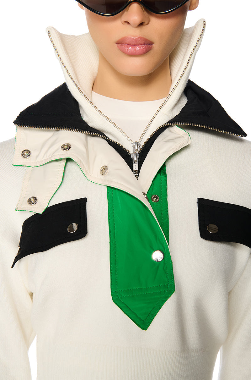 ON THE MOVE PULLOVER SWEATSHIRT IN WHITE MULTI