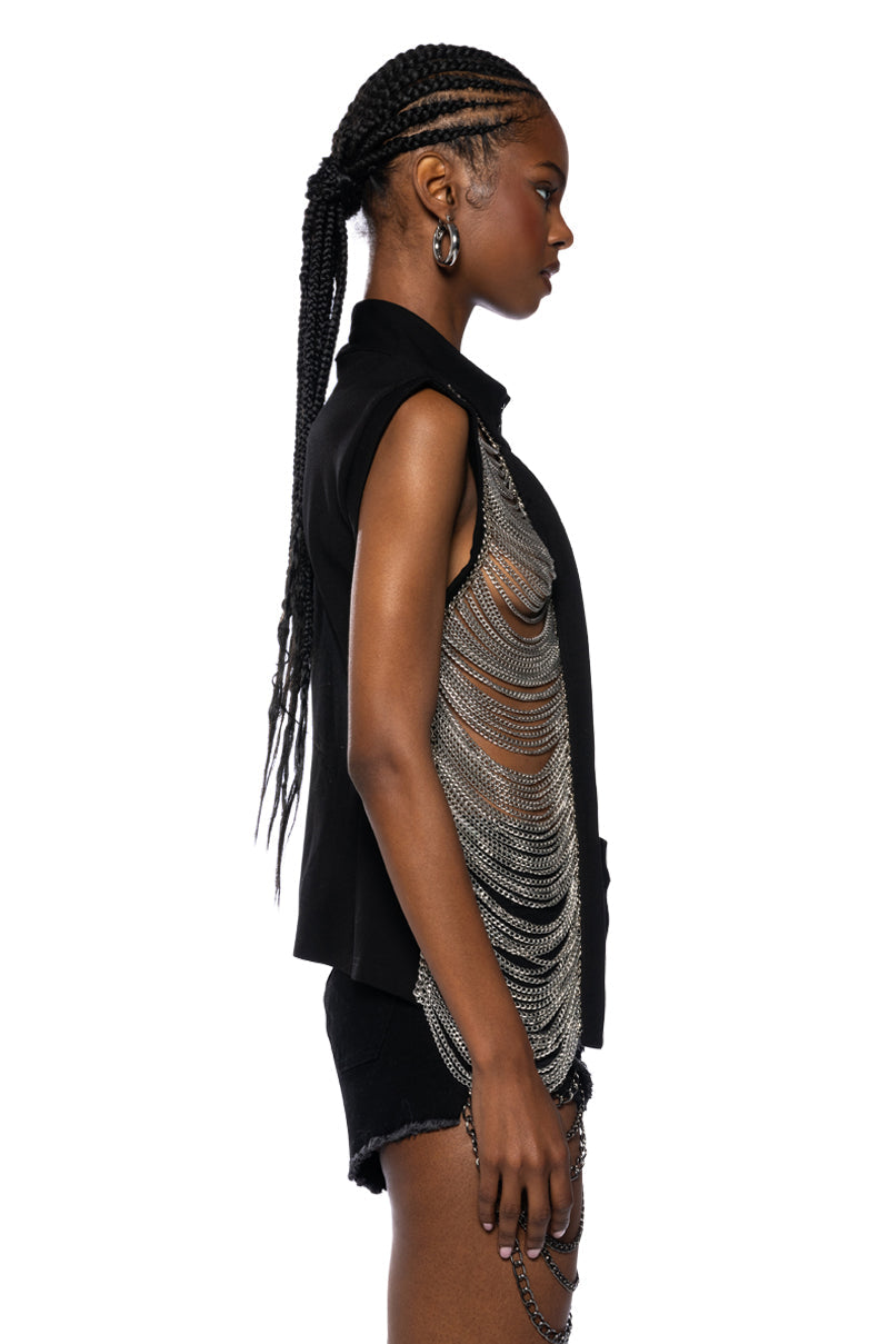 METAL RADAR BODY BUTTON DOWN TOP
