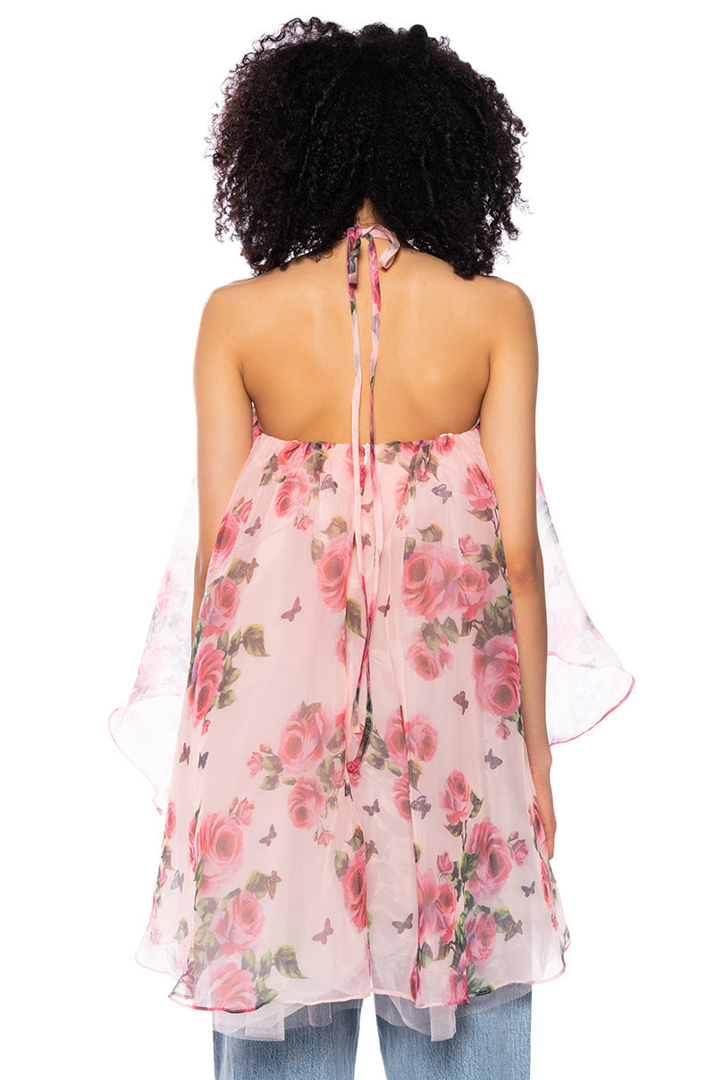 ONCE UPON A DREAM FLORAL HALTER NECK BLOUSE