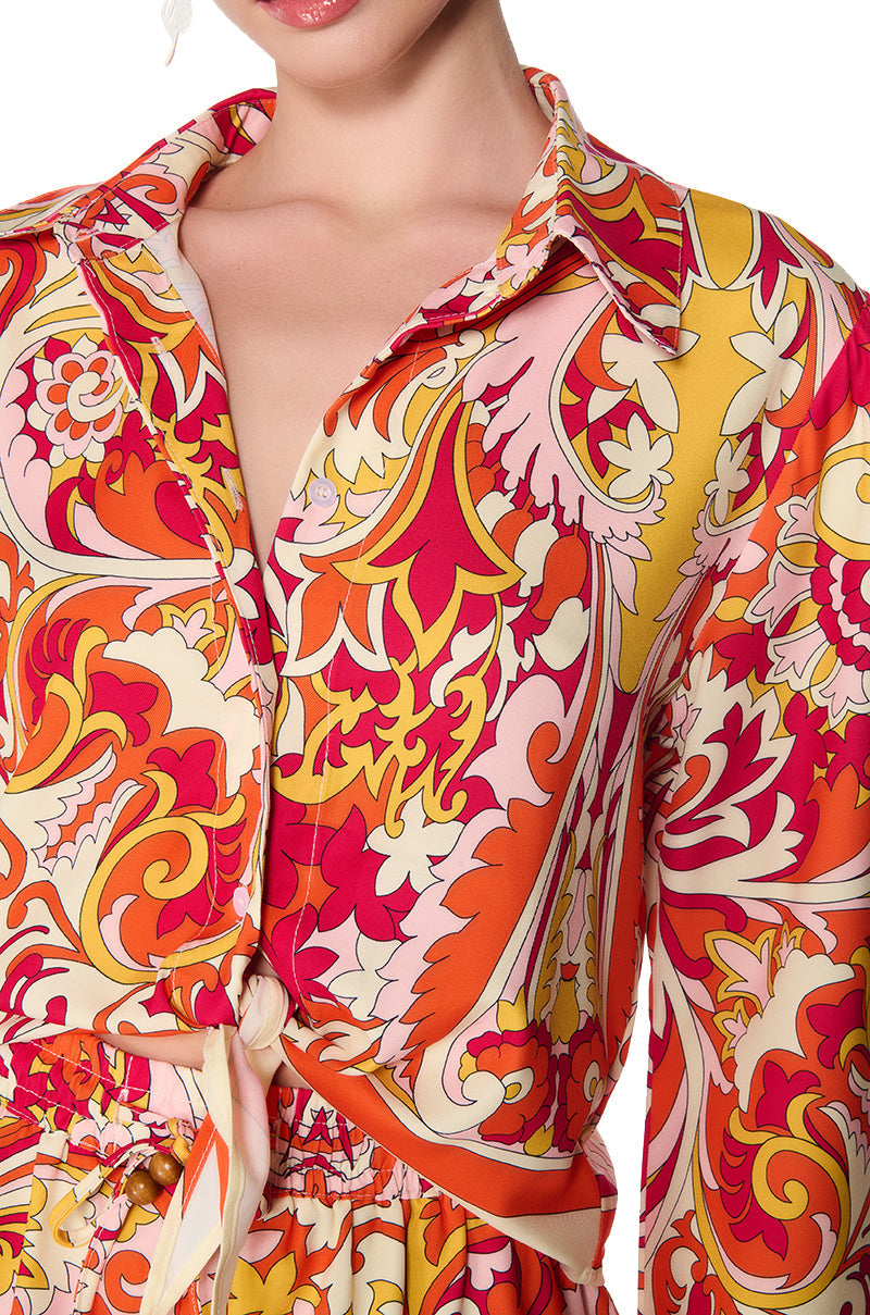 PAISLEY PLEASE TIE FRONT BLOUSE