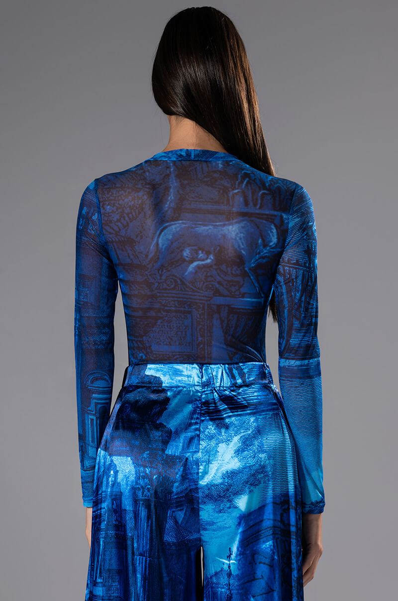 PARADISE LONG SLEEVE ABSTRACT BODY SUIT