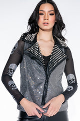 PARTY AND BULLSHIT STUDDED MOTO VEST