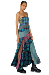 PATCHIN IT UP PLAID MAXI DRESS