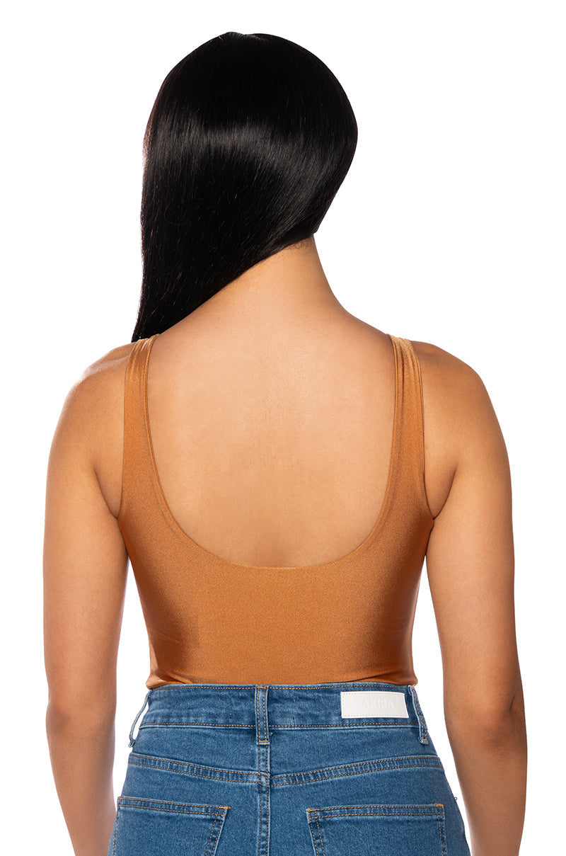 PAXTON SAMI SCOOP SLEEVELESS BODYSUIT IN RUST
