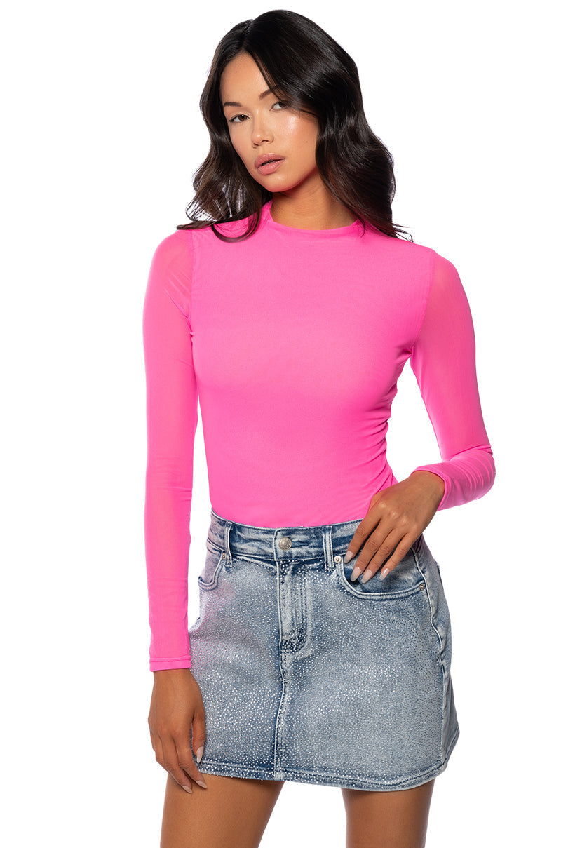 PAXTON SEXY DOUBLE MESH LONG SLEEVE BODYSUIT