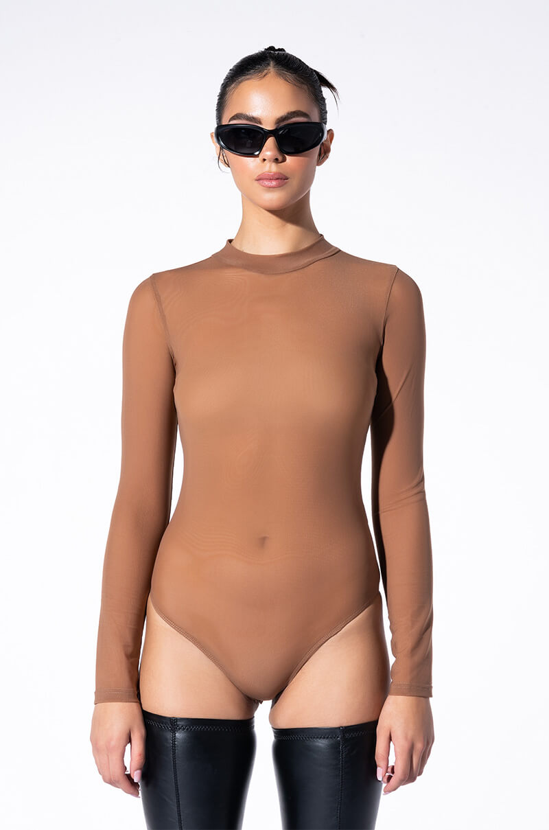 PAXTON SEXY MESH LONG SLEEVE BODYSUIT