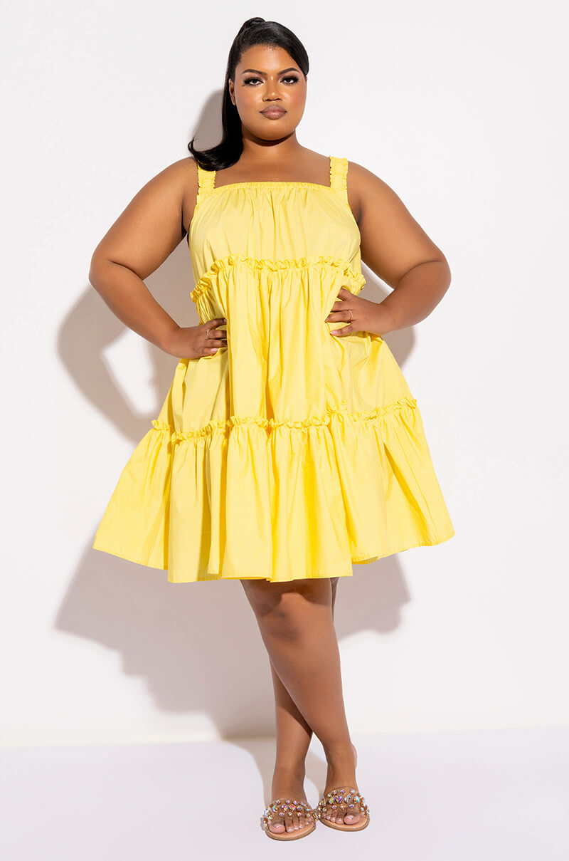 PLUS DREAMER RUFFLE MINI DRESS