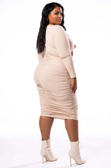 PLUS WHAT YOU WANT LONG SLEEVE MIDI DRESS