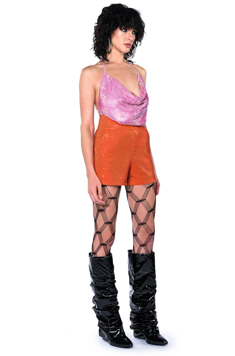 POP STAR SHINE BRIGHT RHINESTONE HOT SHORT