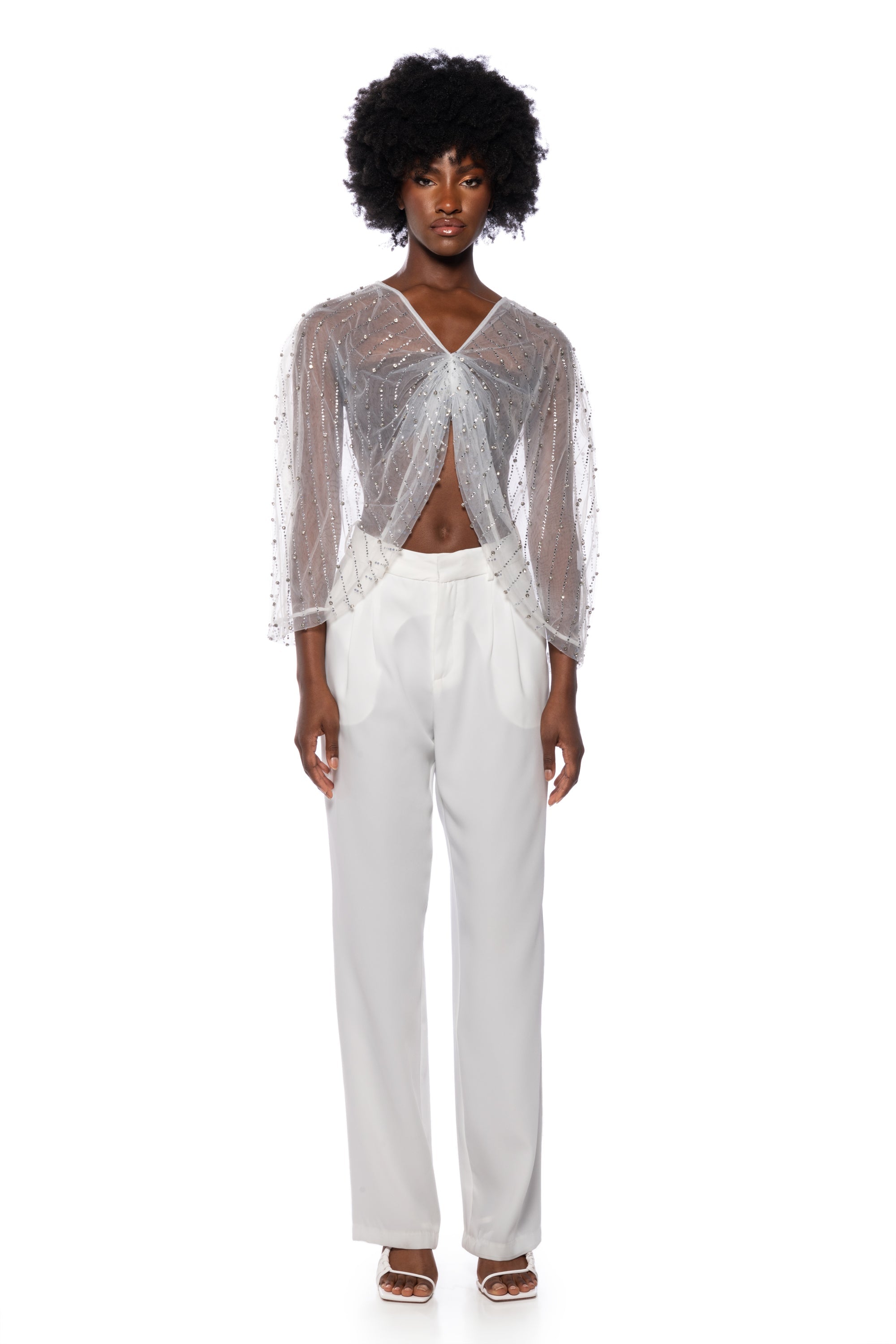 PRETTY AND SIMPLE SHEER EMBELLISHED TOP