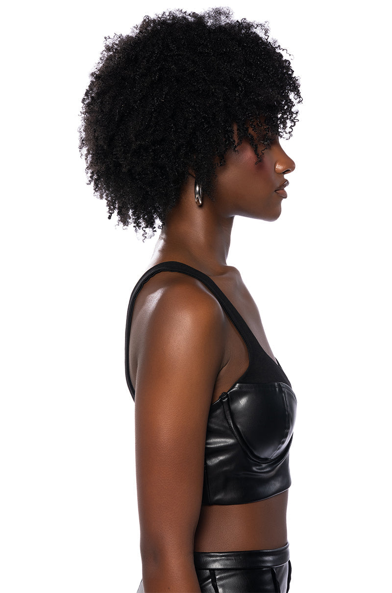PRIYAH FAUX LEATHER CORSET TANK TOP