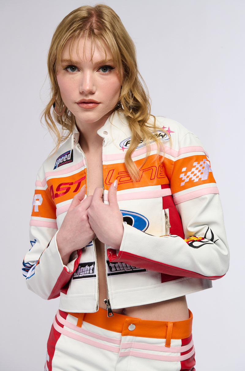 PRO LEAGUE FAUX LEATHER MOTO JACKET