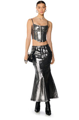 PYRITE METALLIC COATED DENIM CORSET