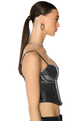 PYRITE METALLIC COATED DENIM CORSET