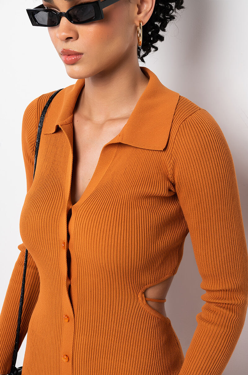 READY FOR YA MIDI BUTTON UP DRESS WITH BACK CUT OUT
