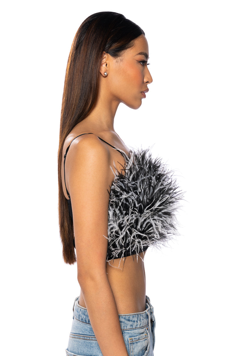 NADIA STATEMENT FEATHER TANK TOP