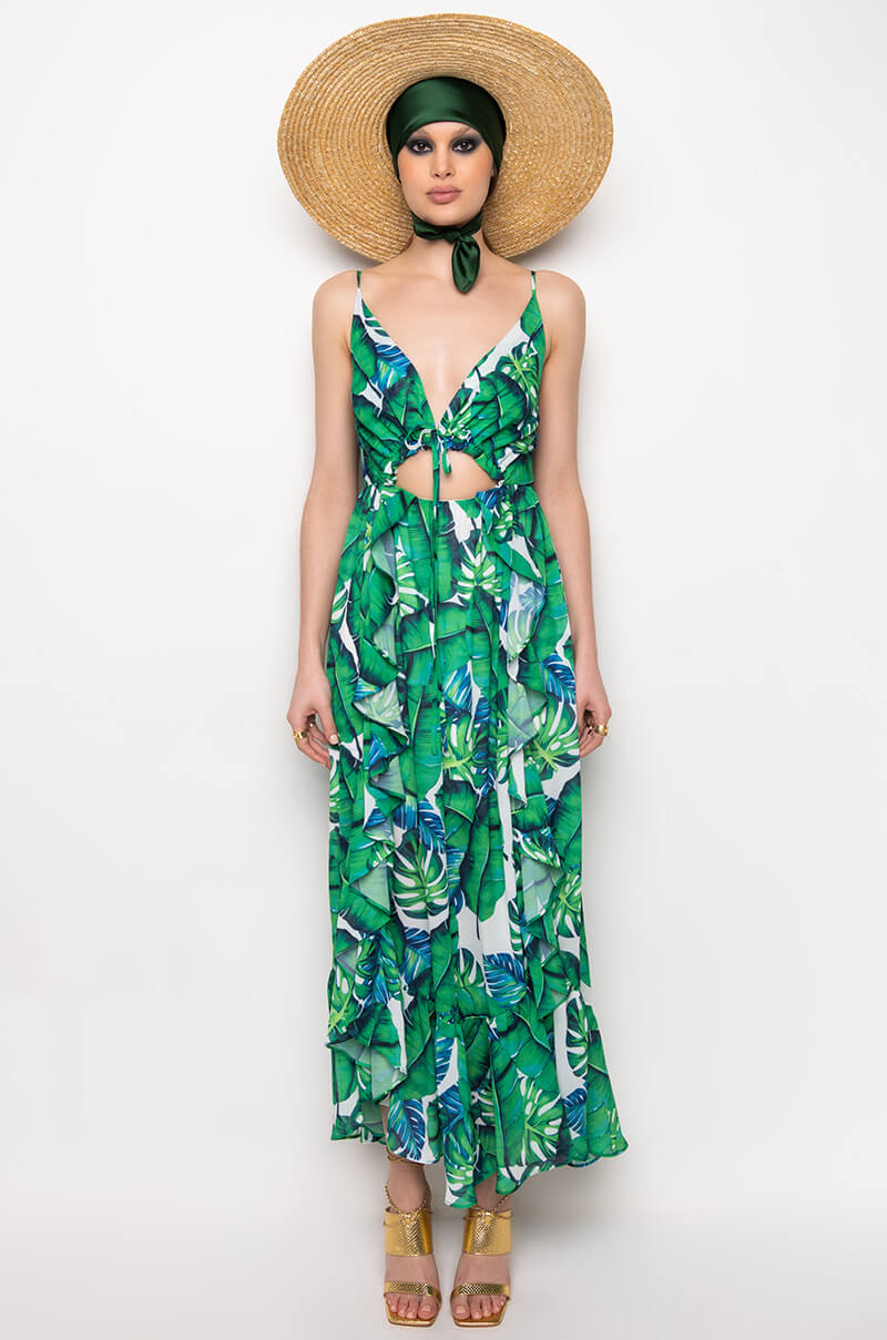 RESORT PALM LEFT MAXI DRESS
