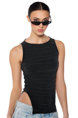 RIP ME OUT DISTRESSED KNIT TANK TOP