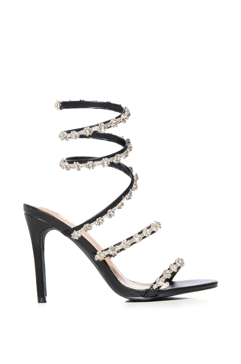 ROLLA BLACK EMBELLISHED STRAP SANDAL