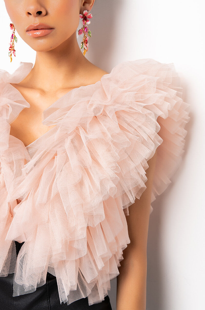 ROMANTIC TULLE RUFFLE BODYSUIT