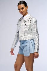 RUE BROCADE PRINTED SILVER BOMBER