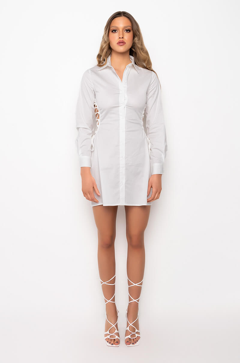 CASSIE BUTTON UP MINI DRESS