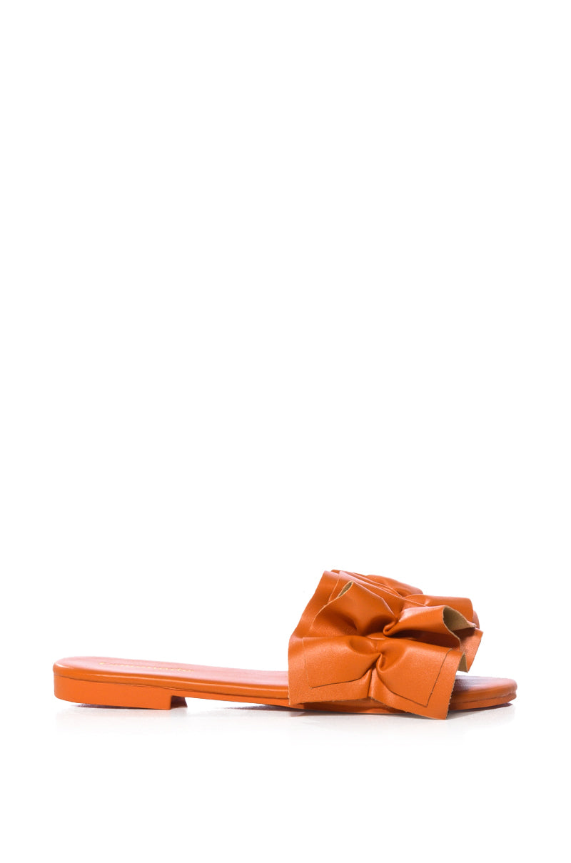 JILL FLAT PU SANDAL IN ORANGE