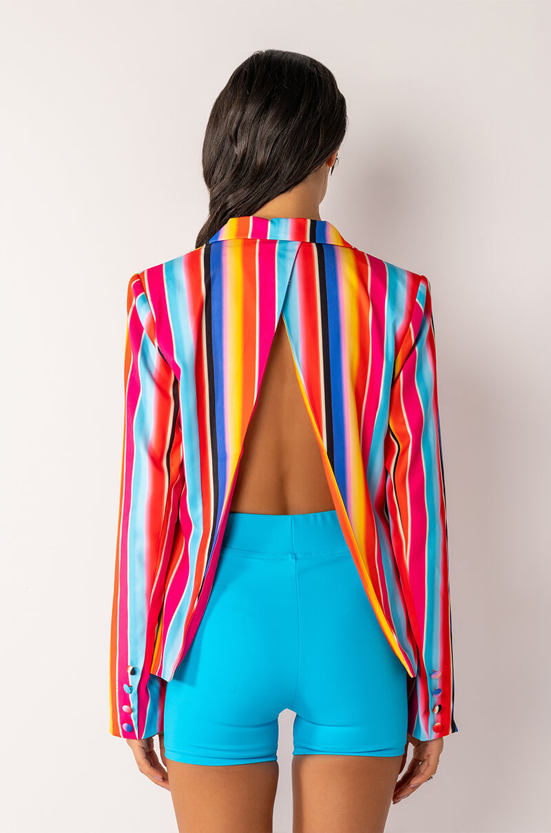 OPEN BACK MULTI STRIPE BLAZER