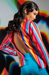 OPEN BACK MULTI STRIPE BLAZER