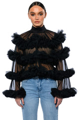 MULTI LAYER RUFFLES STATEMENT TOP